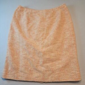 Kasper  Tweed Skirt Size 14 Peach Weave Textured Fully Lined  Zipper And Latch
